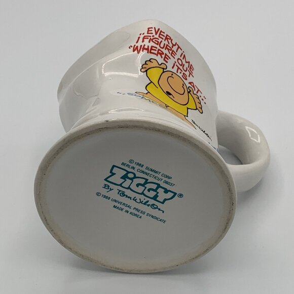 Ziggy 'Crumpled' Mug EVERYTIME I FIGURE OUT WHERE ITS AT SOMEBODY MOVES IT 1988 - Picture 6 of 7